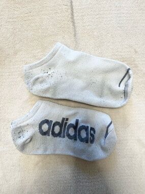 adidas White Low-Cut Athletic Ankle Socks with Black Logo